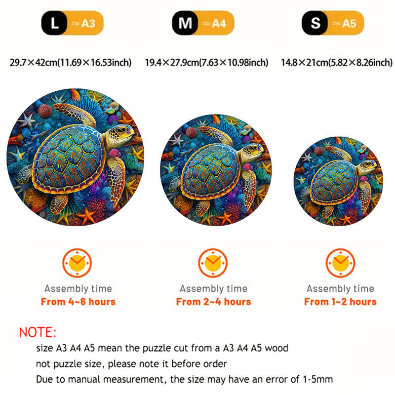 Rubbyoo Sea Turtle Watercolour - Wooden Jigsaw Puzzle