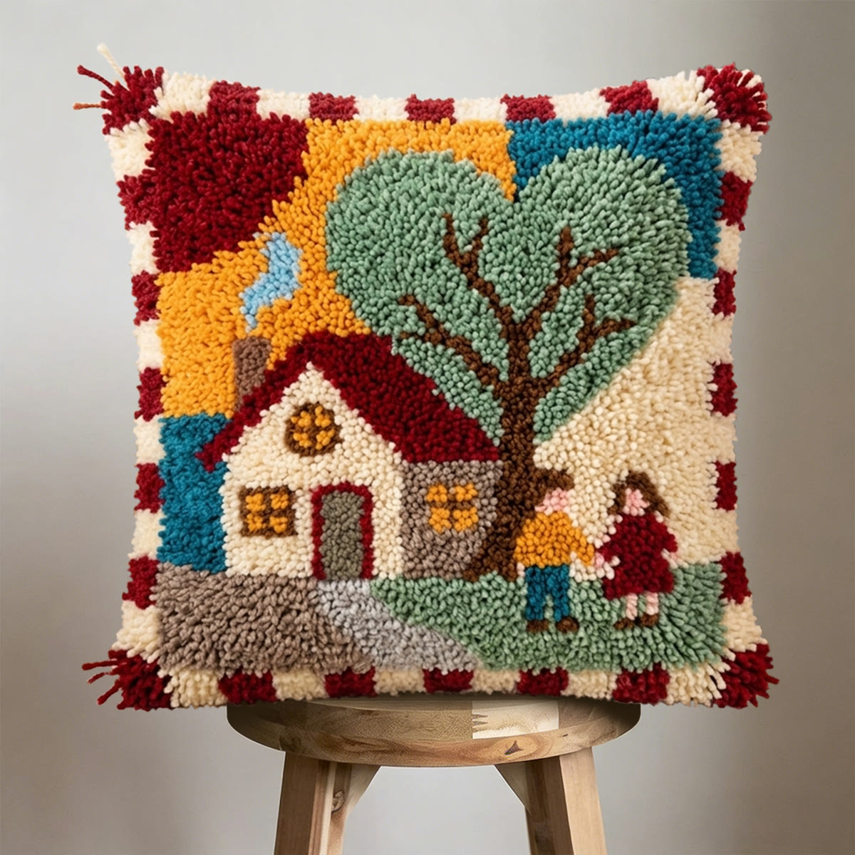 Rubbyoo Latch Hook Pillow Kit - Love Nest | Handmade Wedding Craft | Decorative Cushion Cover - image 8