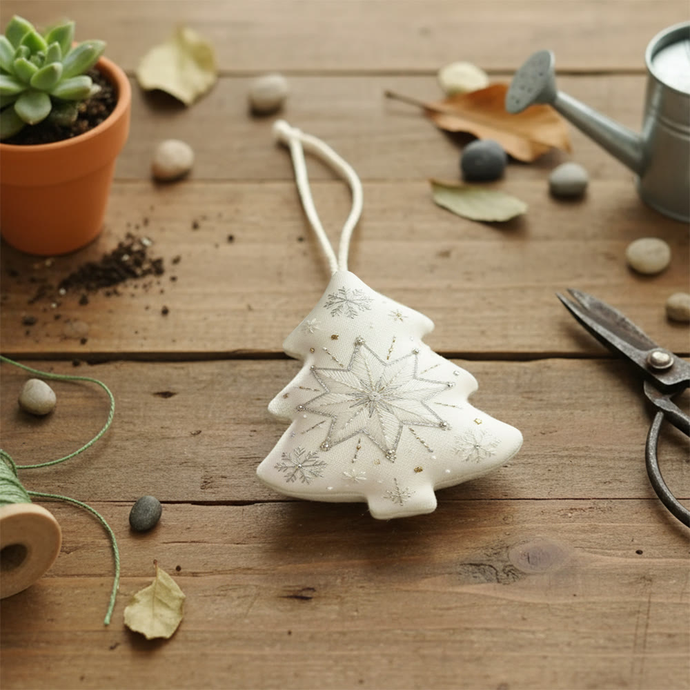 Rubbyoo Tree-shaped Embroidery Kit - Snowflake | Christmas Wall Decoration | Diy Winter Art - image 5