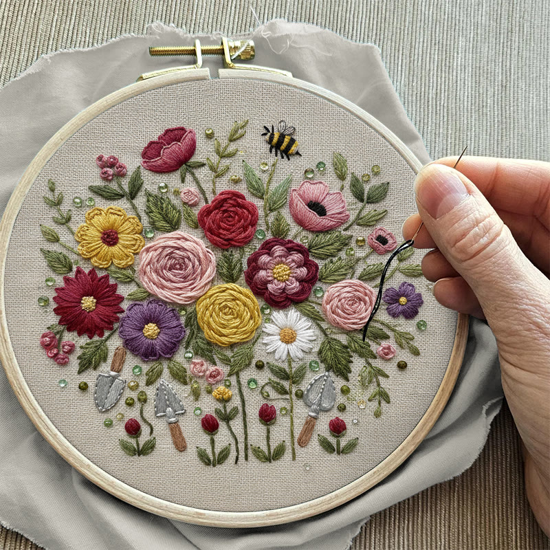 Rubbyoo Embroidery Kit - Fantastic Flower | Floral Room Ornament | Handmade Birthday Gifts - image 4