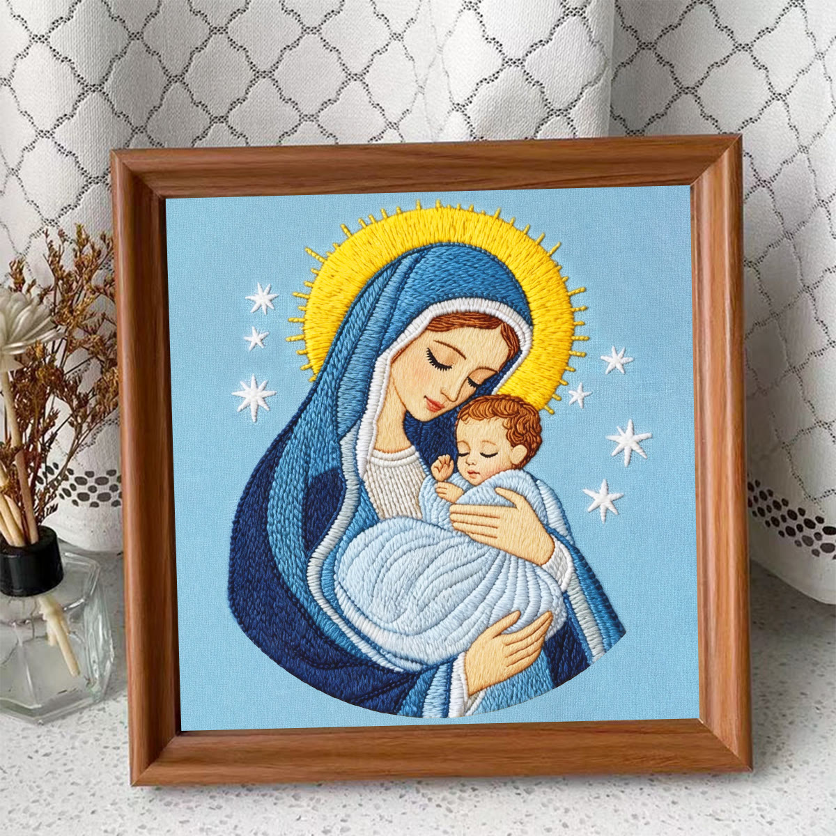 Rubbyoo Embroidery Kit - Sacred Nativity Art | Religious Wall Decor | Modern Diy Craft  - Embroidery Kit Plus An Extra Frame - Motherly Grace - image 15