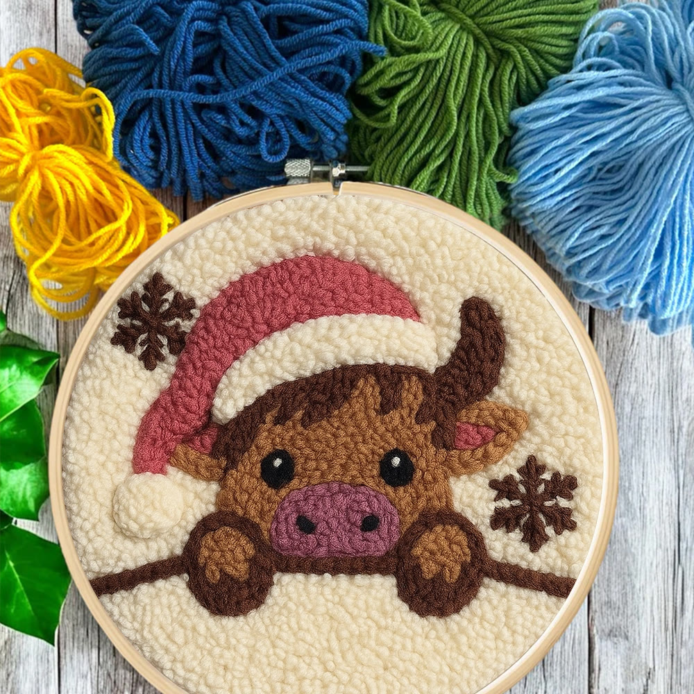 Adorable Cow Punch Needle Kit - Lovely Animal Craft | Christmas Decorative Artwork - image 8