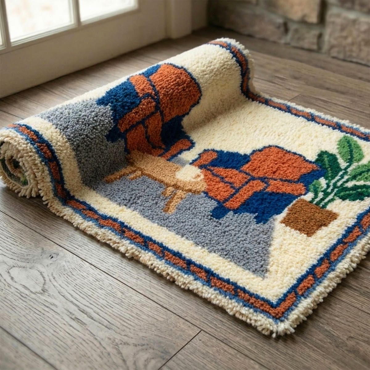 Rubbyoo Latch Hook Rug Kit - Cozy Time | Handmade Living Room Mat | Perfect Home Decoration - image 7