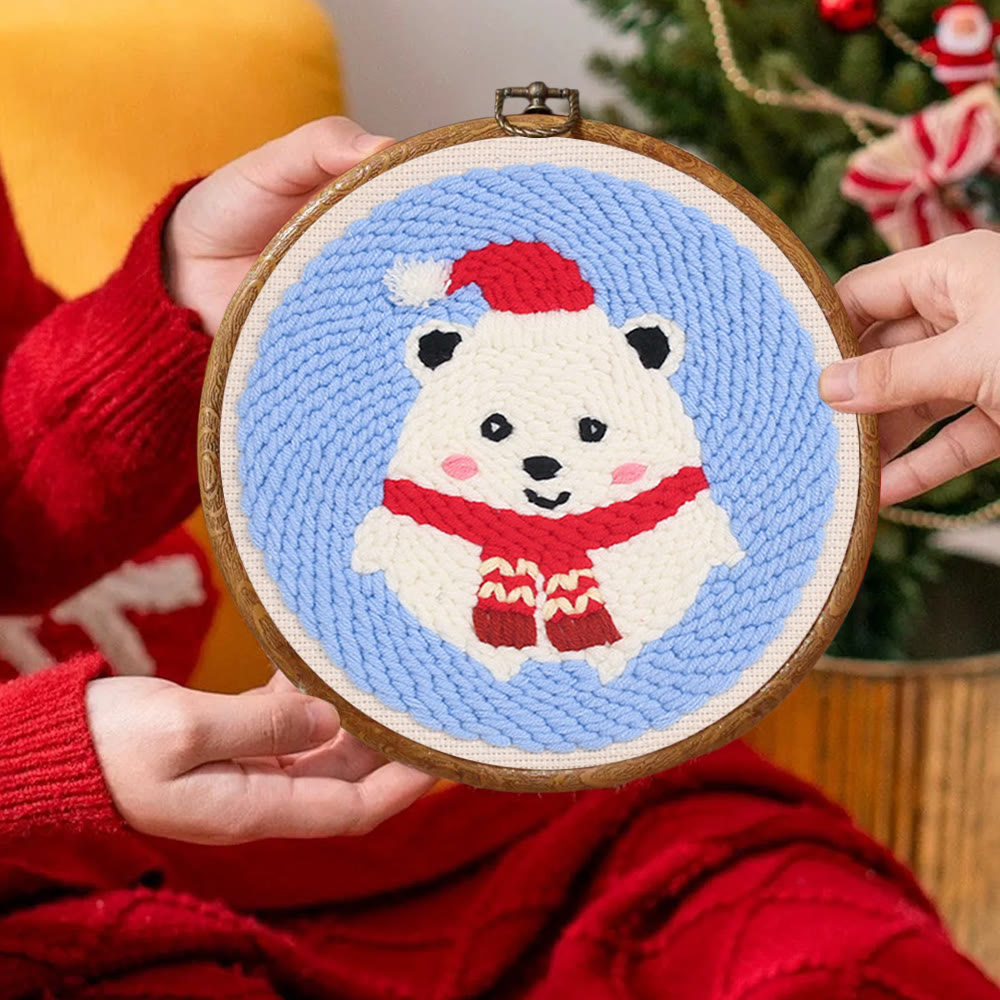 Cute Polar Bear Punch Needle Kit - Christmas Home Decor |  Diy Animal Handcraft  - image 10