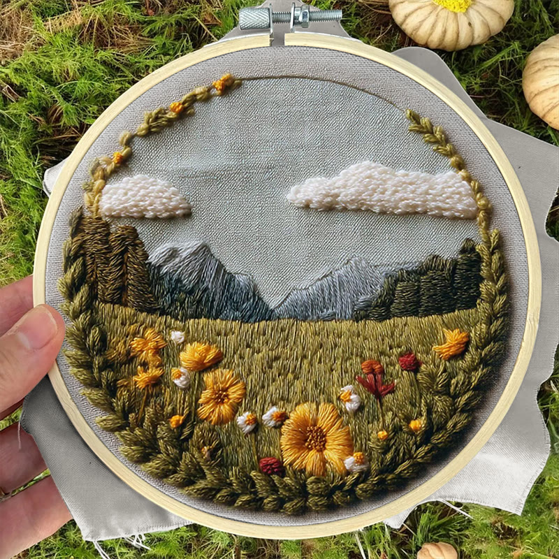 Rubbyoo Embroidery Kit - Beautiful Wildflower | Handmade Landscape Craft | Diy Stitch Craft For Starter - image 8