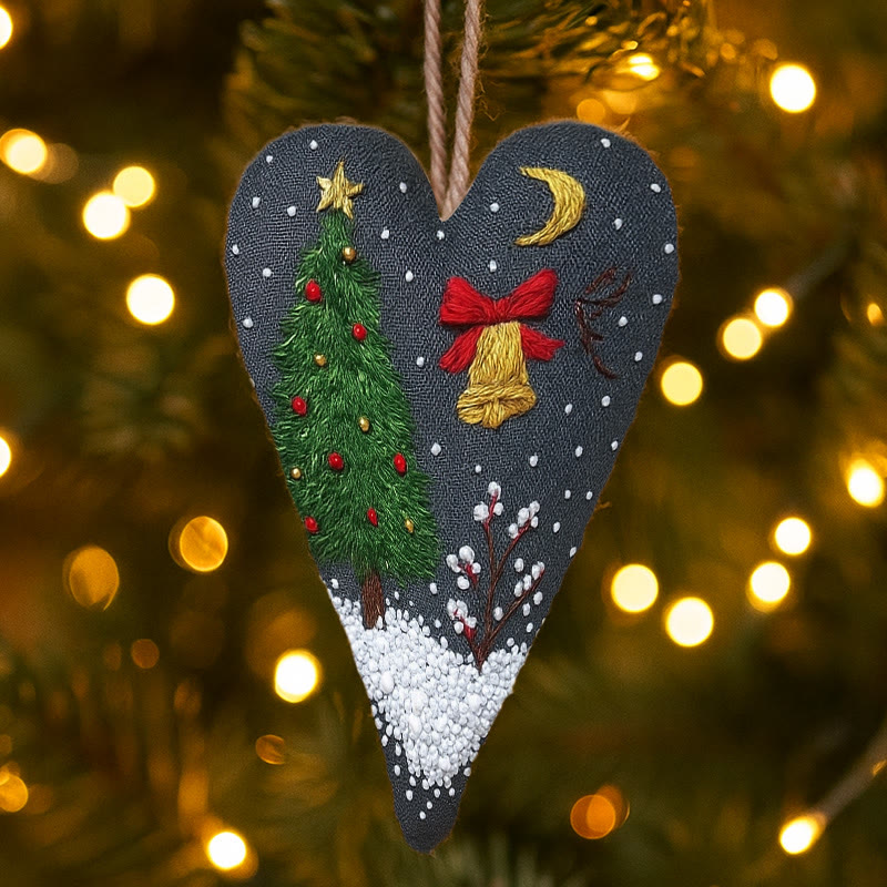 Rubbyoo Heart Embroidery Kit - Christmas Night | Diy Holiday Needlepoint | Christmas Home Ornament - image 2