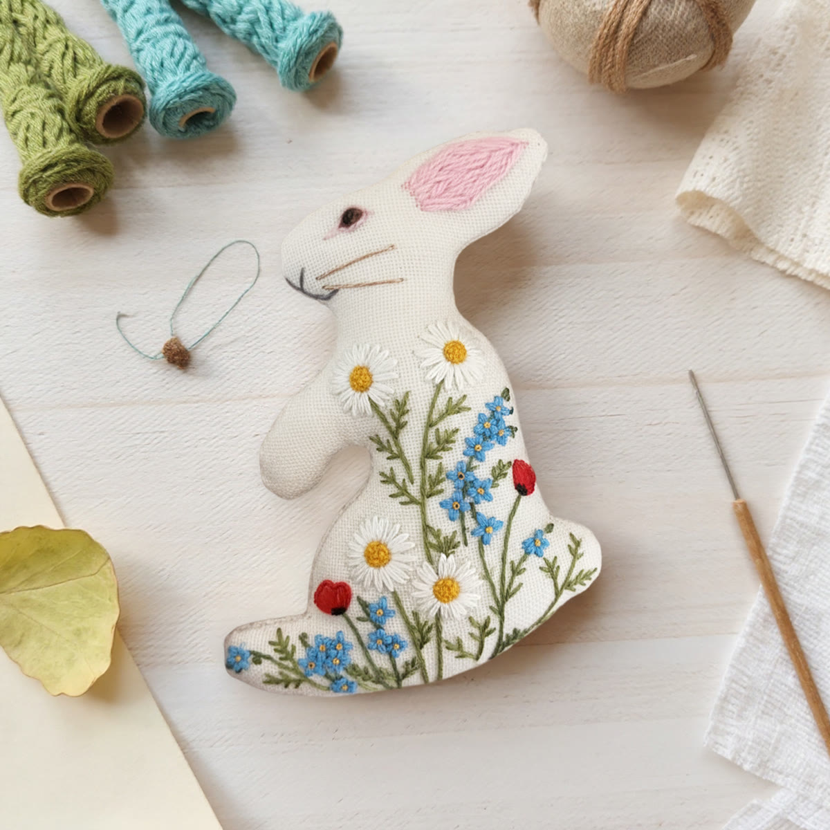 Rubbyoo Rabbit Embroidery Kit - Wildflowers | Beautiful Flower Art | Special Holiday Craft - image 9