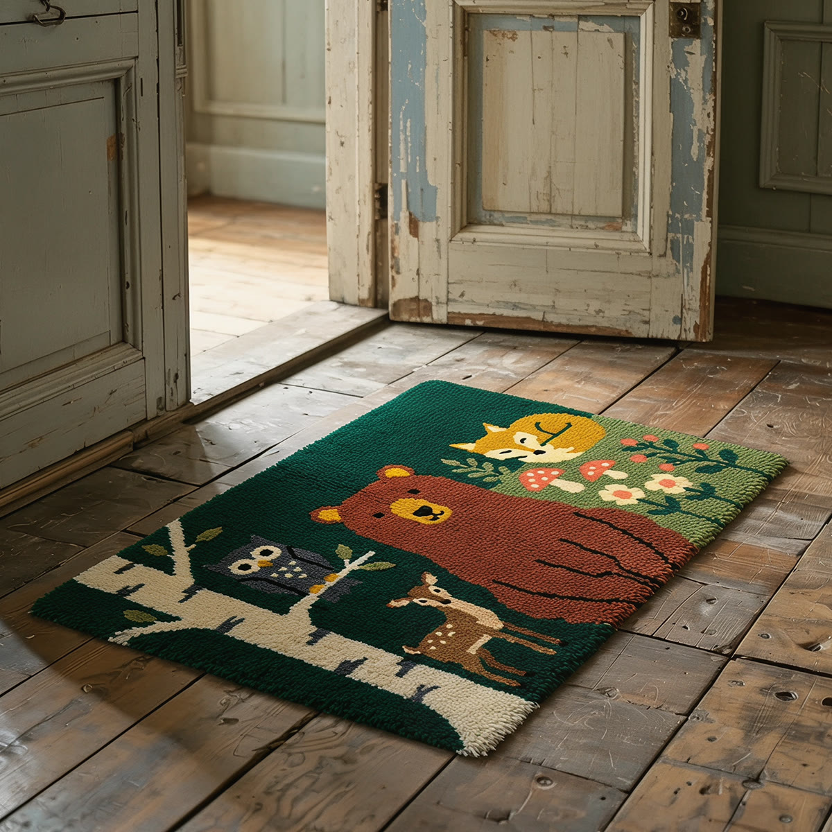 Rubbyoo Latch Hook Rug Kit - Woodland Animals | Nursery Room Carpet | Handmade Nature Doormat  - image 4