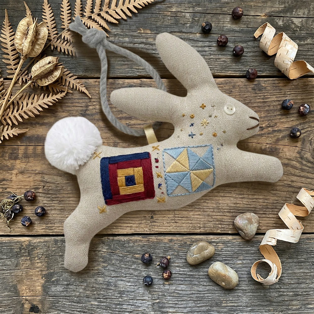 Rubbyoo Rabbit Embroidery Kit - Block Design | Lovely Bunny Art | Creative Hanging Decor - image 6