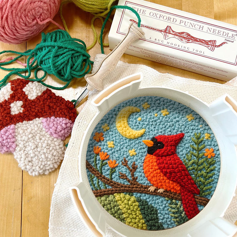 Moonlit Red Cardinal Punch Needle Kit – Thoughtful Gift for Her | Elegant Cozy Home Decor - image 10