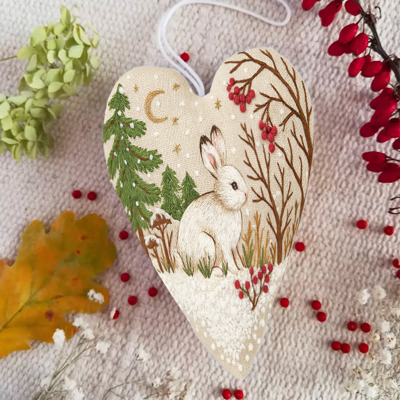 Rubbyoo Heart Embroidery Kit - White Rabbit | Adorable Animal Craft | Diy Christmas Hanging Art - image 6