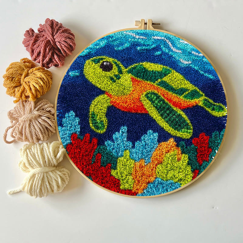 Sea Turtle Punch Needle Kit - Diy Starter Needlepoint | Handmade Decorative Gift - image 4