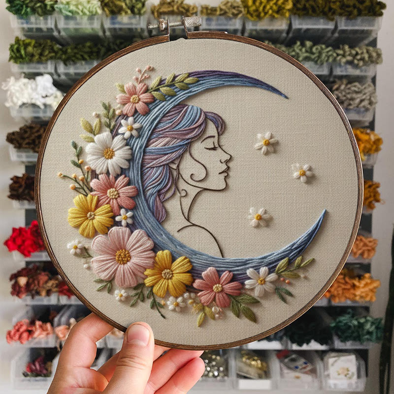 Rubbyoo Embroidery Kit - Floral Moon Goddess | Magical Diy | Ethereal Statement - image 8