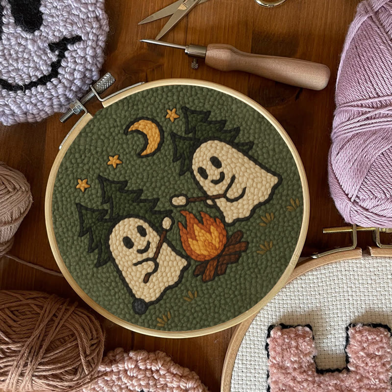 Campfire Ghost Punch Needle Kit - Spooky Halloween Coaster | Beginner Friendly Craft  - image 6