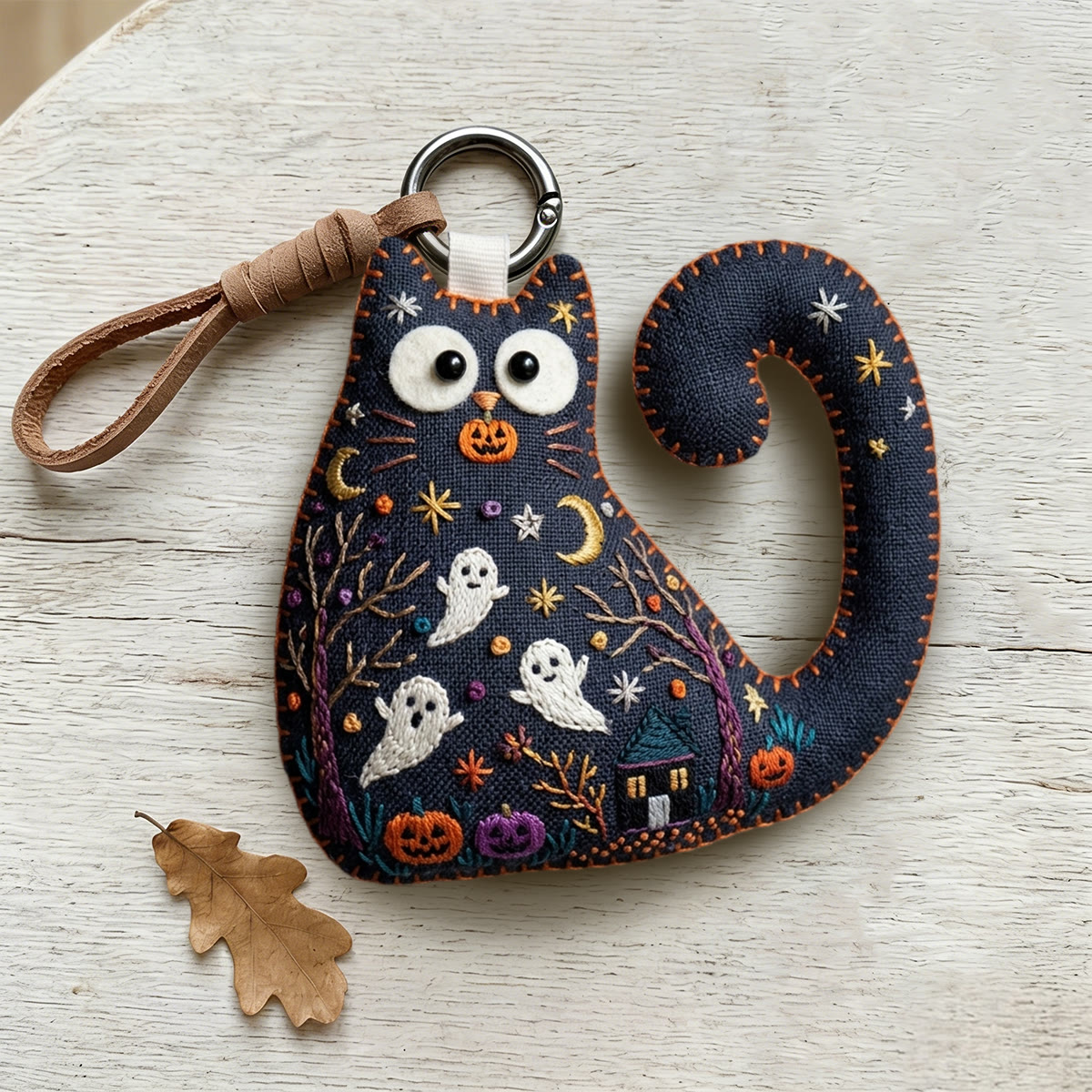 Rubbyoo Cat Embroidery Kit - Haunted Cottage | Whimsical Gothic Gift | Witchy Bag Charm - image 8