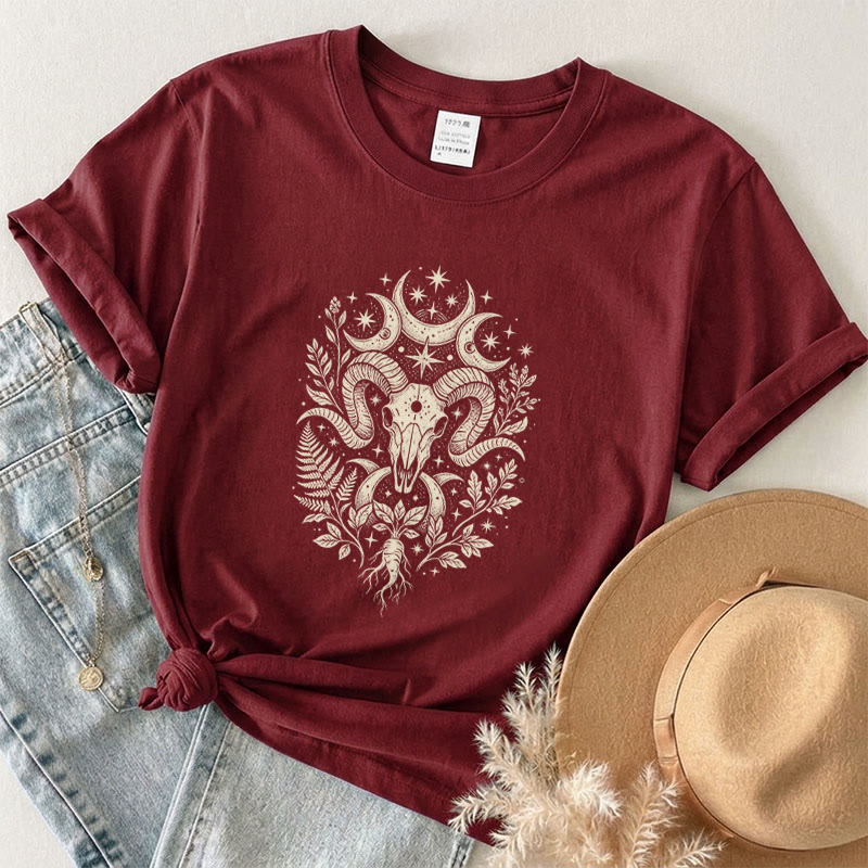 Rubbyoo Celestial Goat Graphic Tee -  Mystic Astrology Signs | Zodiac Gift For Her | Unisex Capricorn T-Shirt  - Fuchsia - 2XL - image 9