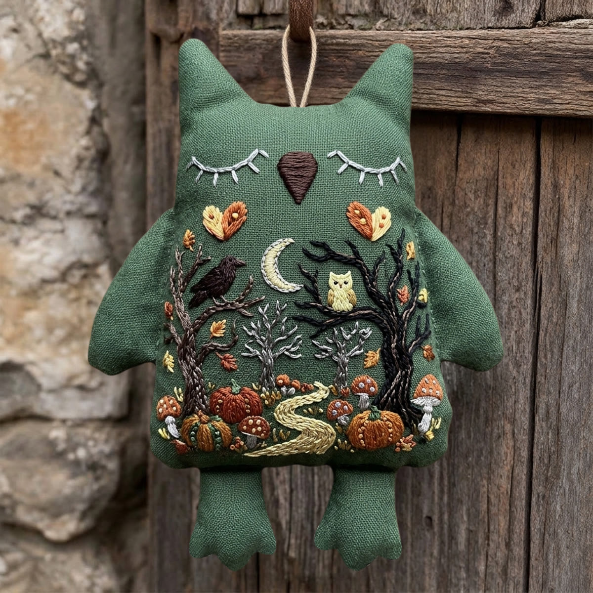 Rubbyoo Owl Embroidery Kit -  Mysterious Pumpkin Woodland | Diy Whimsical Halloween Home Accent | Spooky Forest Night Craft - image 6