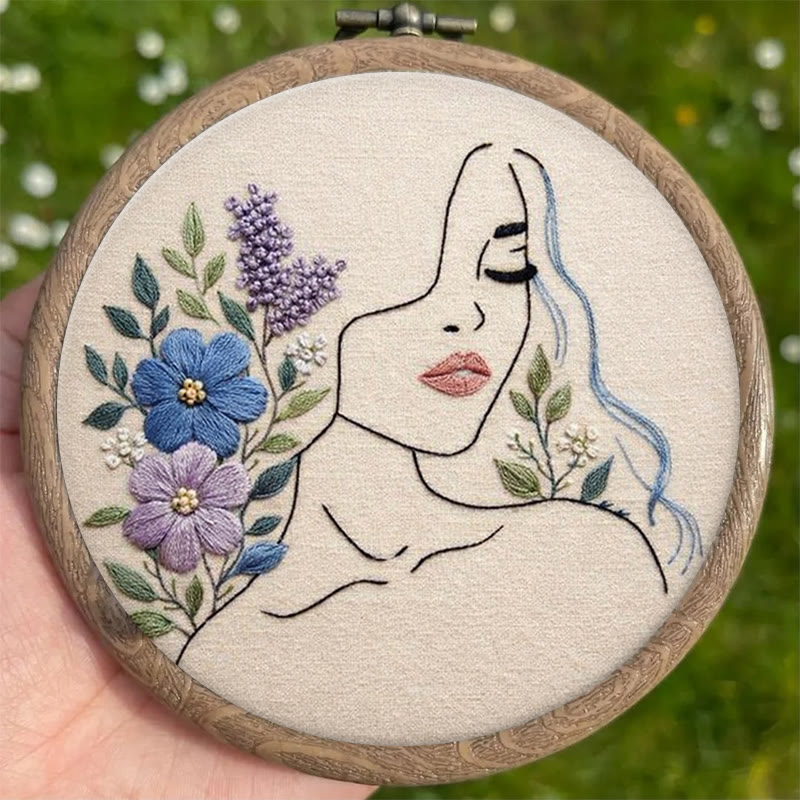 Rubbyoo Embroidery Kit - Woman With Flower | Diy Floral Craft | Easy Needle Artwork  - image 5