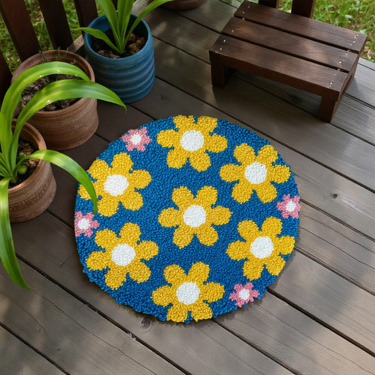 Rubbyoo Latch Hook Rug Kit - Yellow Flower | Charming Floral Craft | Diy Handmade Gift - image 6