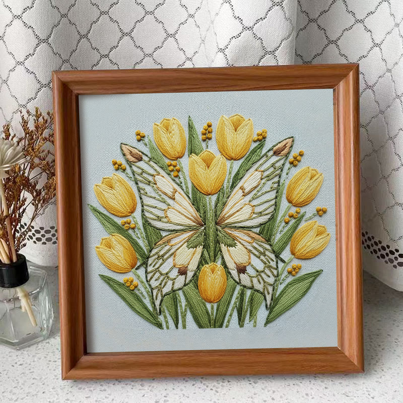 Rubbyoo Embroidery Kit - Floral Butterfly | Creative Handmade Art | Diy Birthday Gift - Embroidery Kit Plus An Extra Frame - image 10
