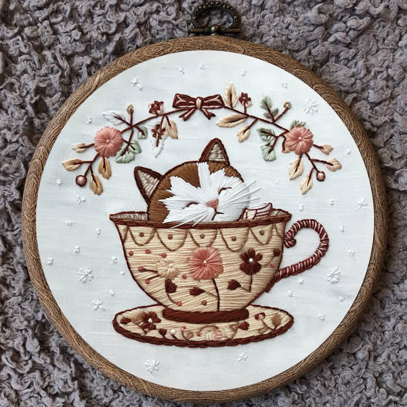 Rubbyoo Embroidery Kit - Cat Tea Cup - image 10