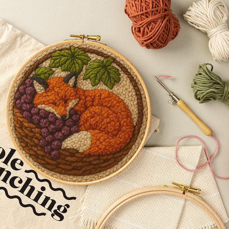 Sleeping Fox Punch Needle Kit - Diy Animal Coaster | Perfect For Home Decor - image 7