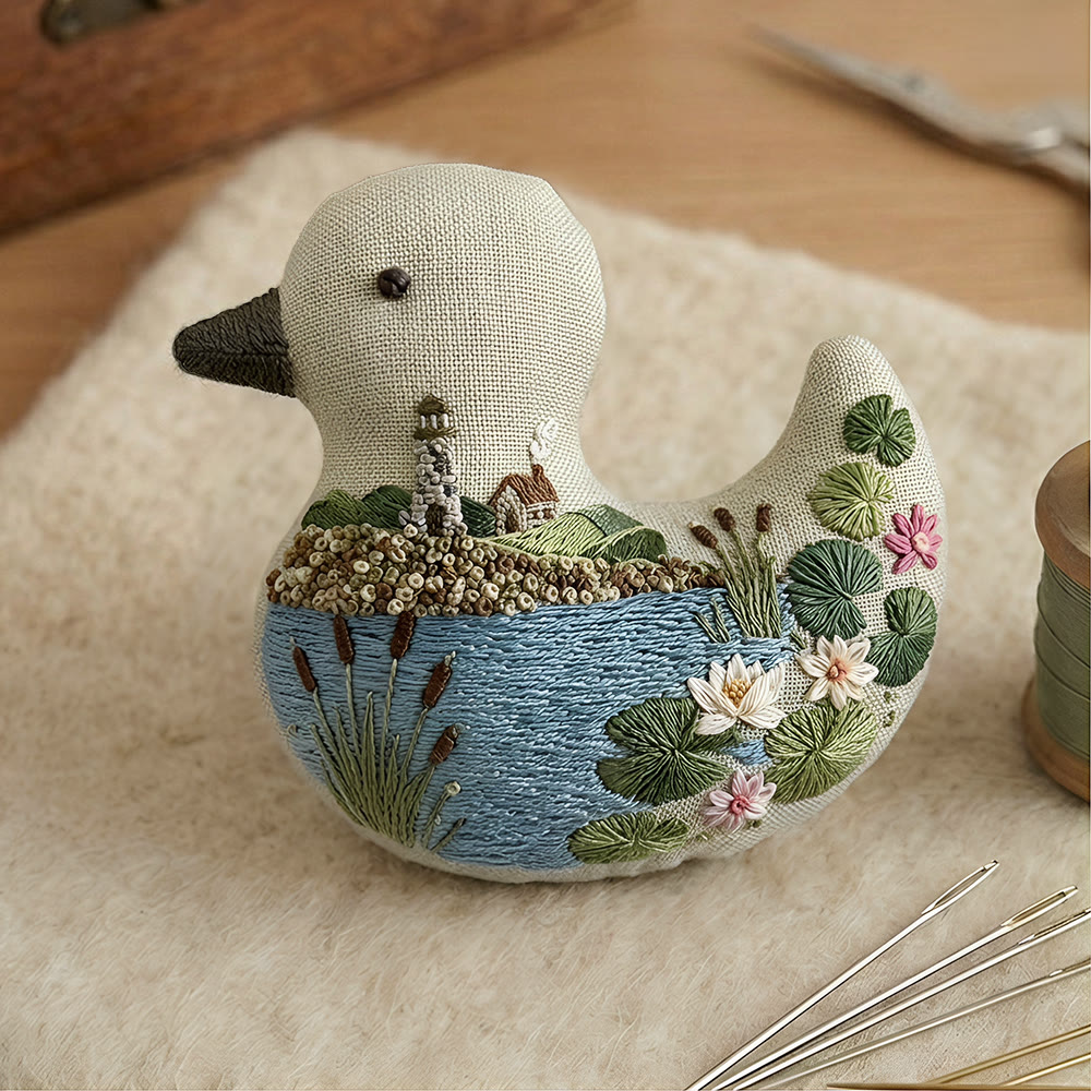 Rubbyoo Duck Embroidery Kit - Water Town Lotus |  Lovely Handmade Gift | Exquisite Small Ornament - image 6