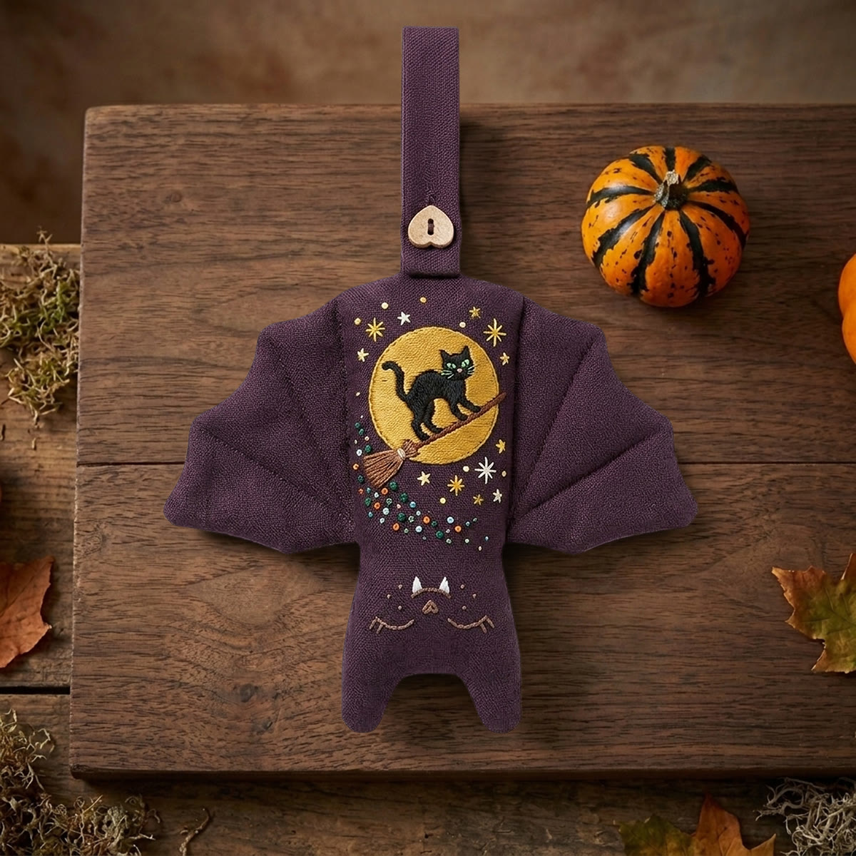 Rubbyoo Bat Embroidery Kit - Black Cat Riding Broom | Halloween Gift | Door Handle Charm - image 9