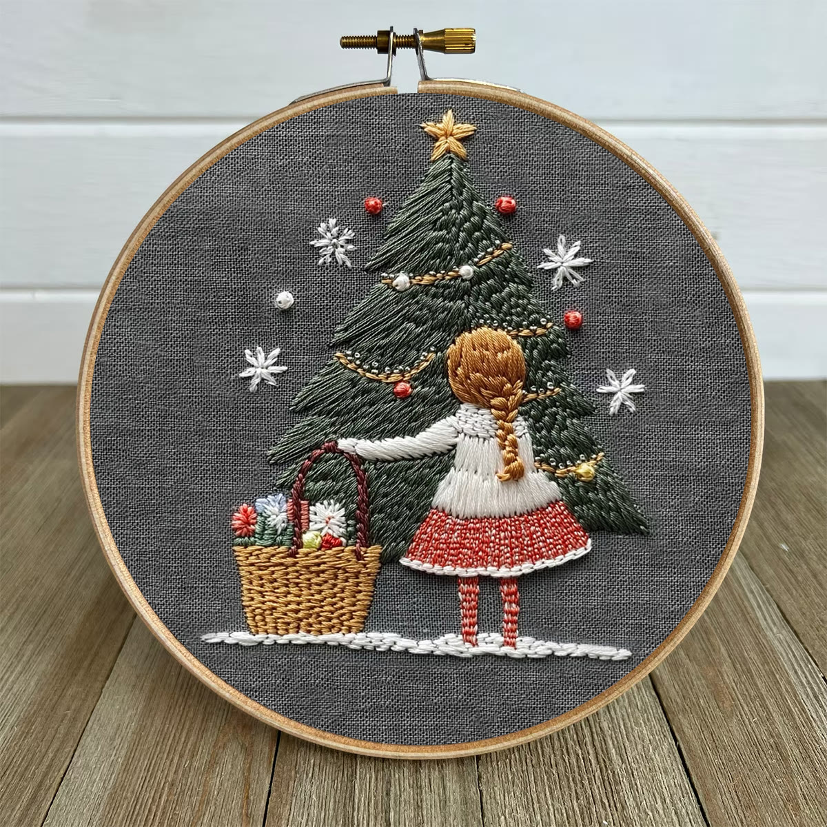 Rubbyoo Embroidery Kit- Girl And Christmas Tree | Holiday Needlework Gift Starter kit - image 5