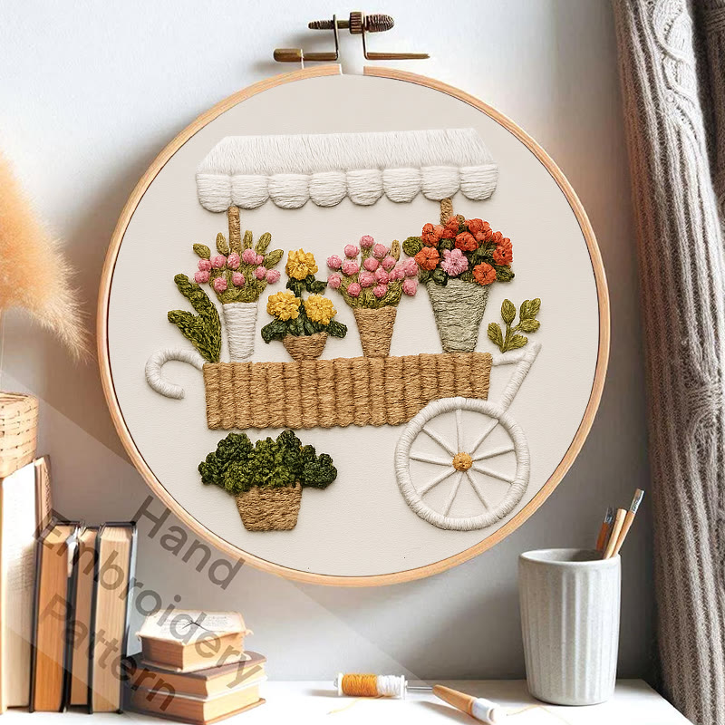 Rubbyoo Embroidery Kit - Charming Floral  Cart | Diy Handmade Craft | Unique Desk Decor - image 8
