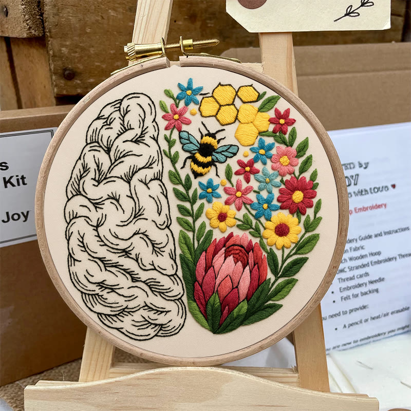 Rubbyoo Embroidery Kit - Floral Brain | Diy Creative Needlepoint | Art Crafts For Home Decor  - image 4