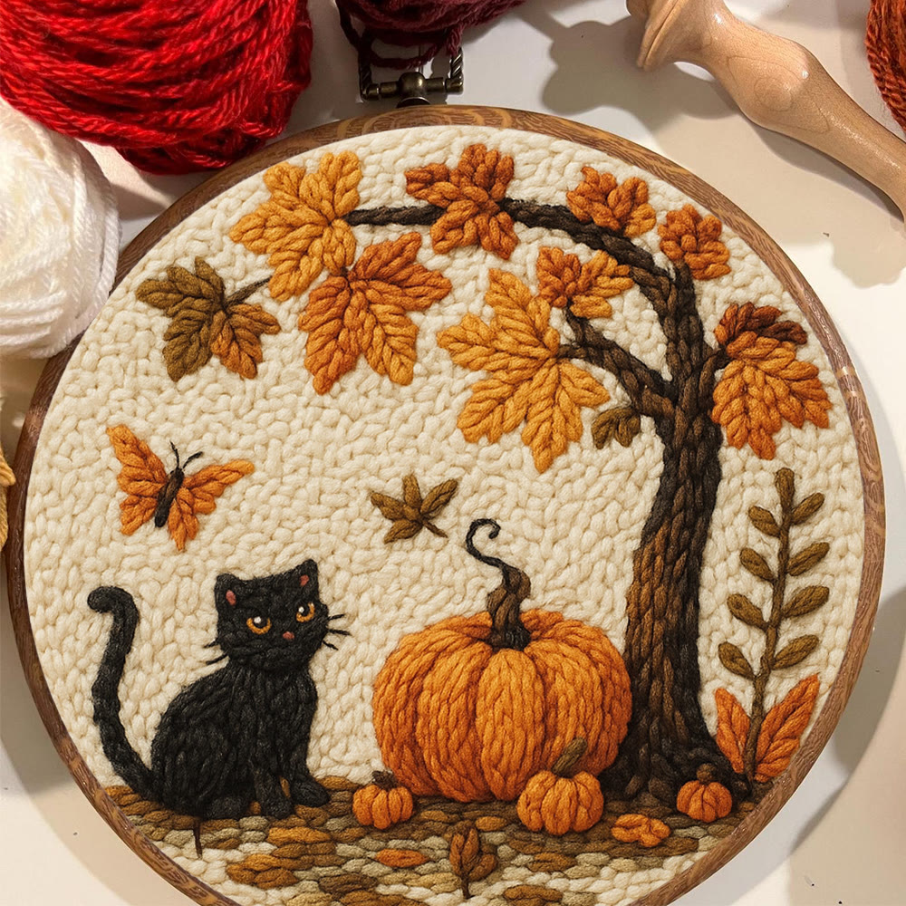 Halloween Autumn Punch Needle Kit - Diy Punch Needle Coaster | Halloween Pumpkin Handicraft | Easy Festival Decoration - image 4