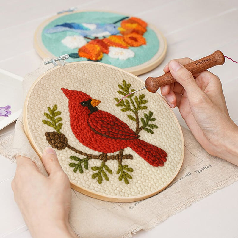 Red Cardinal Punch Needle Kit - Needlework For Beginner | Handmade Craft For Bird Lovers - image 10