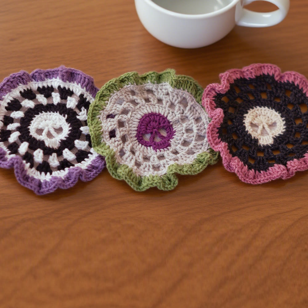 Diy Handmade Skull Coaster Crochet Kit - Easy Needle Work | Creative Home Decoration  - image 3