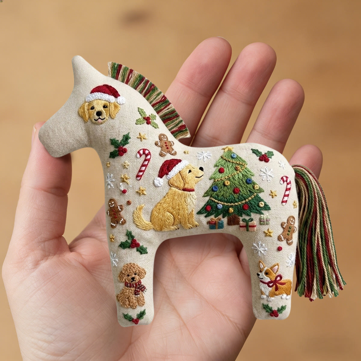 Rubbyoo Dala Horse Embroidery Kit - Christmas Playful Doggys | Adorable Festive Gift For Kids | Fantastic Nursery Room Decor - image 6