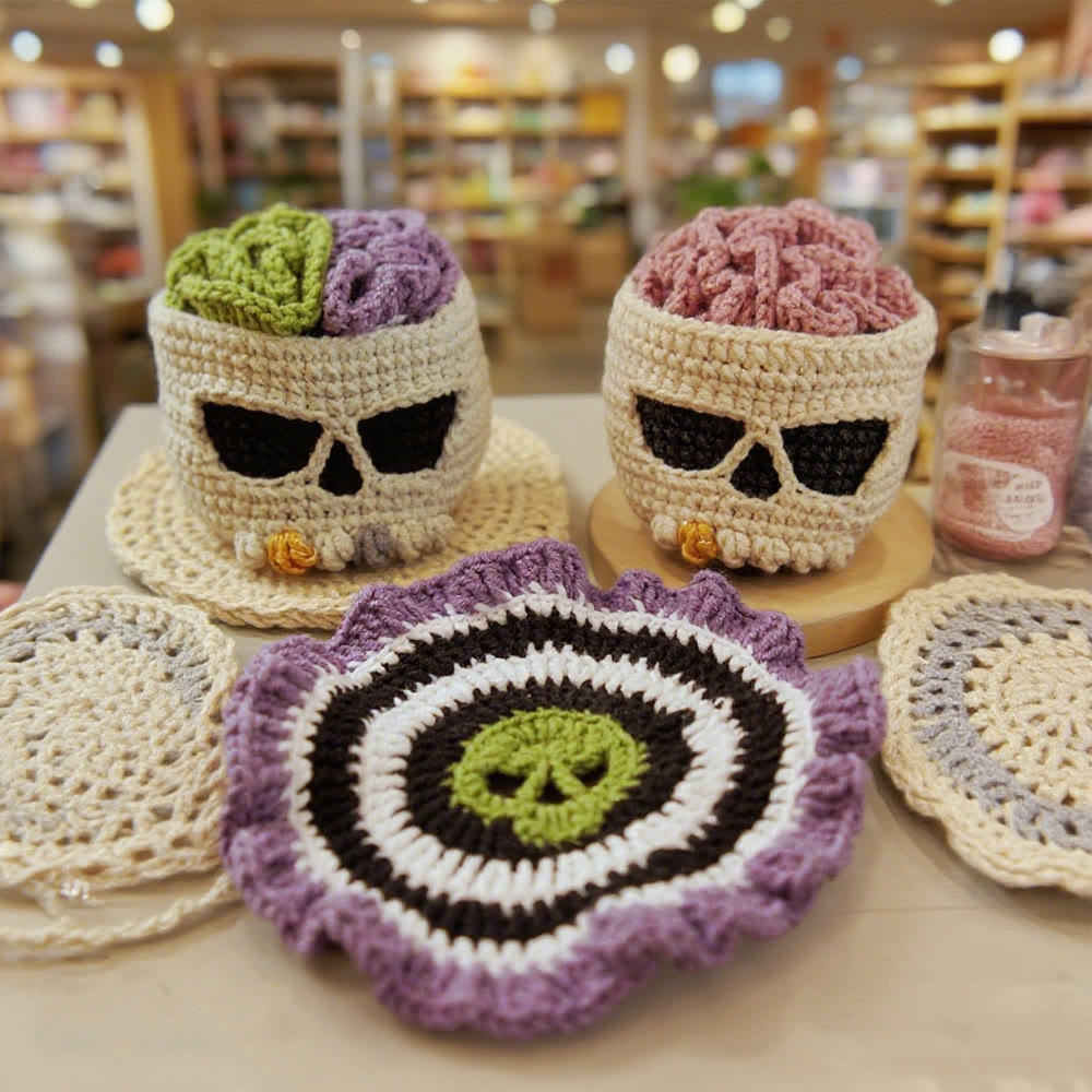 Diy Handmade Skull Coaster Crochet Kit - Easy Needle Work | Creative Home Decoration  - image 8