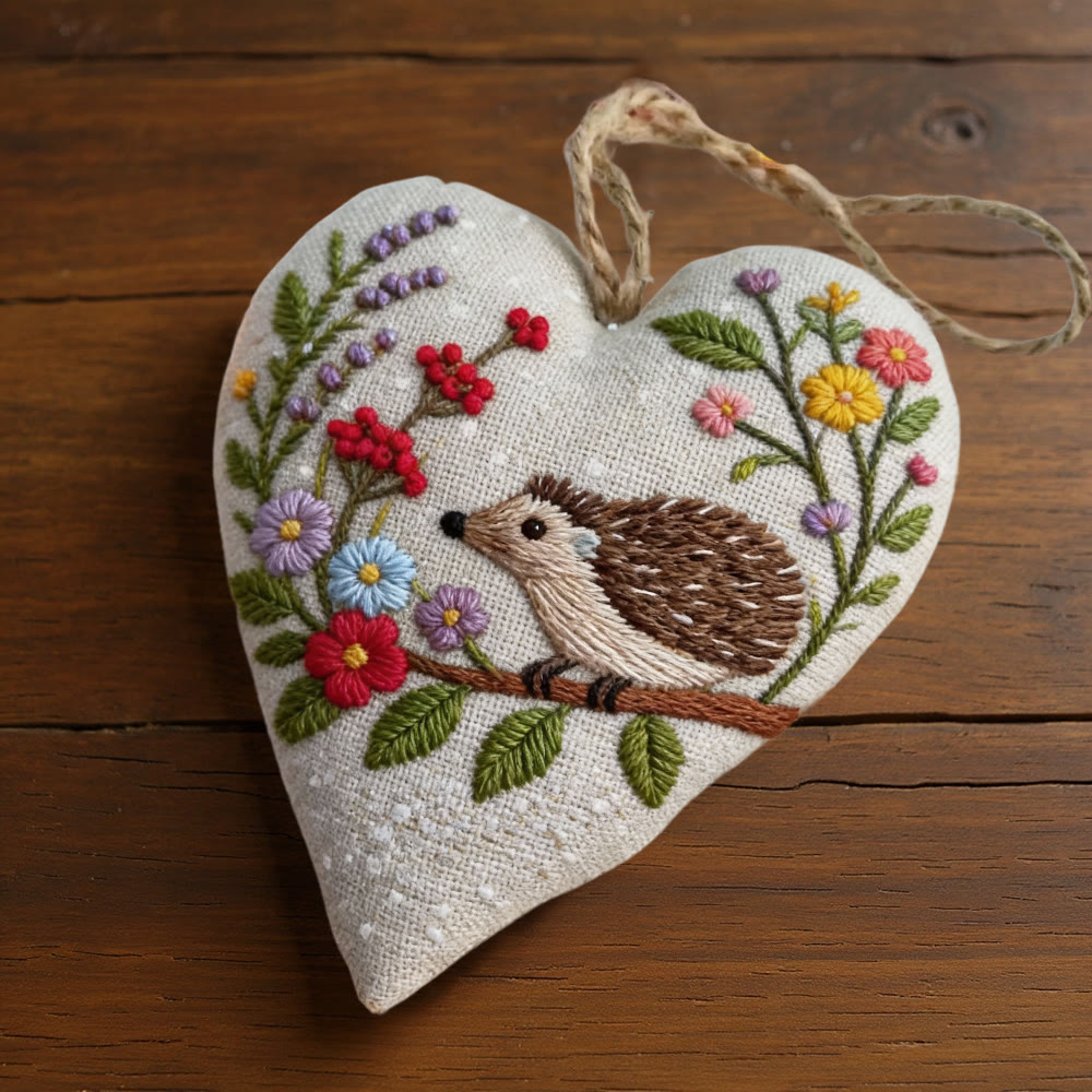 Rubbyoo Heart Embroidery Kit - Hedgehog With Floral Wreath Pattern | Novice-friendly Craft | Charming Decor - image 7