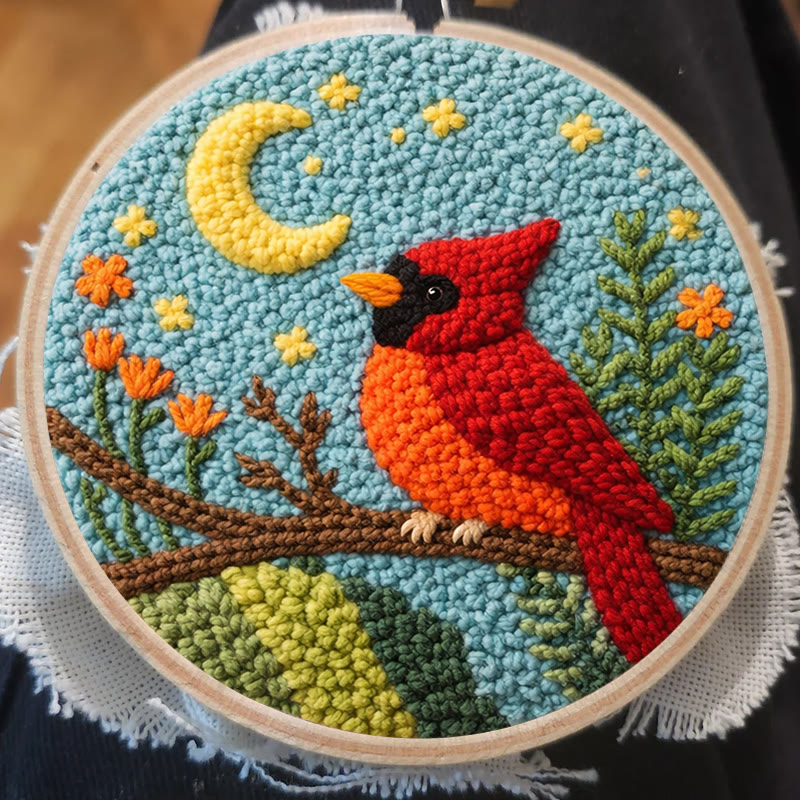 Moonlit Red Cardinal Punch Needle Kit – Thoughtful Gift for Her | Elegant Cozy Home Decor - image 8