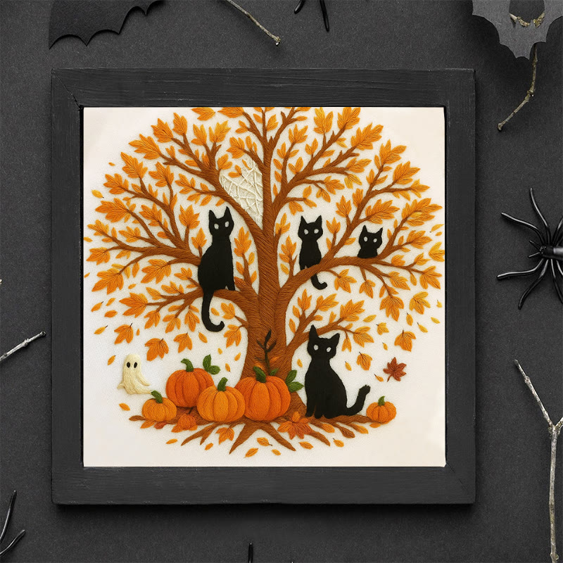 Rubbyoo Embroidery Kit - Halloween Black Cats | Spooky Desk Decor | Cat Lover Halloween Gift - image 9