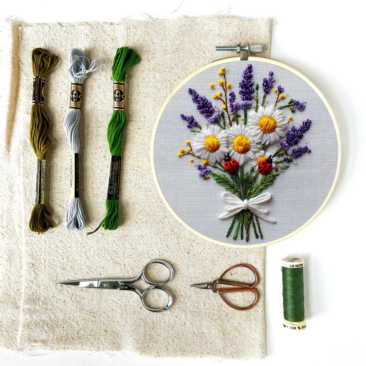 Rubbyoo Embroidery Kit - Daisy Bouquet | Handmade Desk Decor | Diy Birthday Gift  - image 8