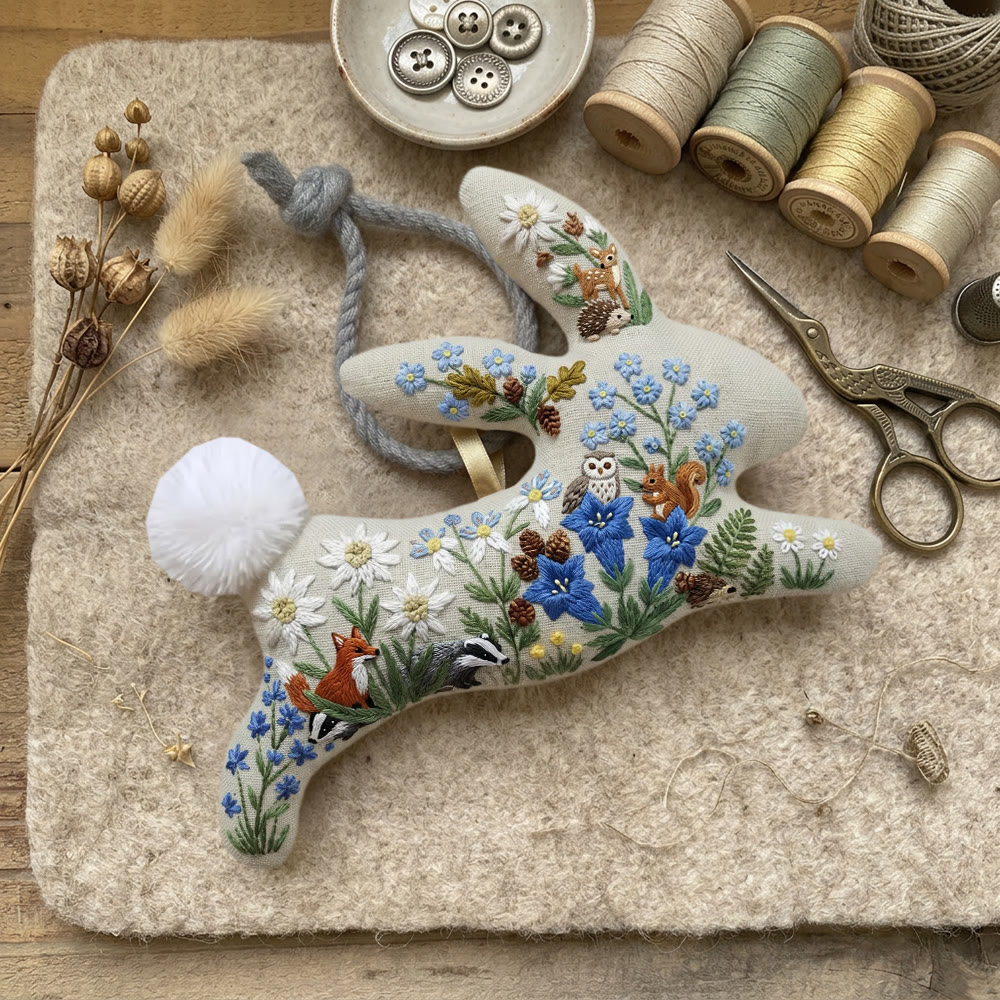 Rubbyoo Rabbit Embroidery Kit - Fox And Owl In The Fairy Tale | Relaxing Handicraft Art Project  |  Aesthetic  Animated Style Decor - image 4