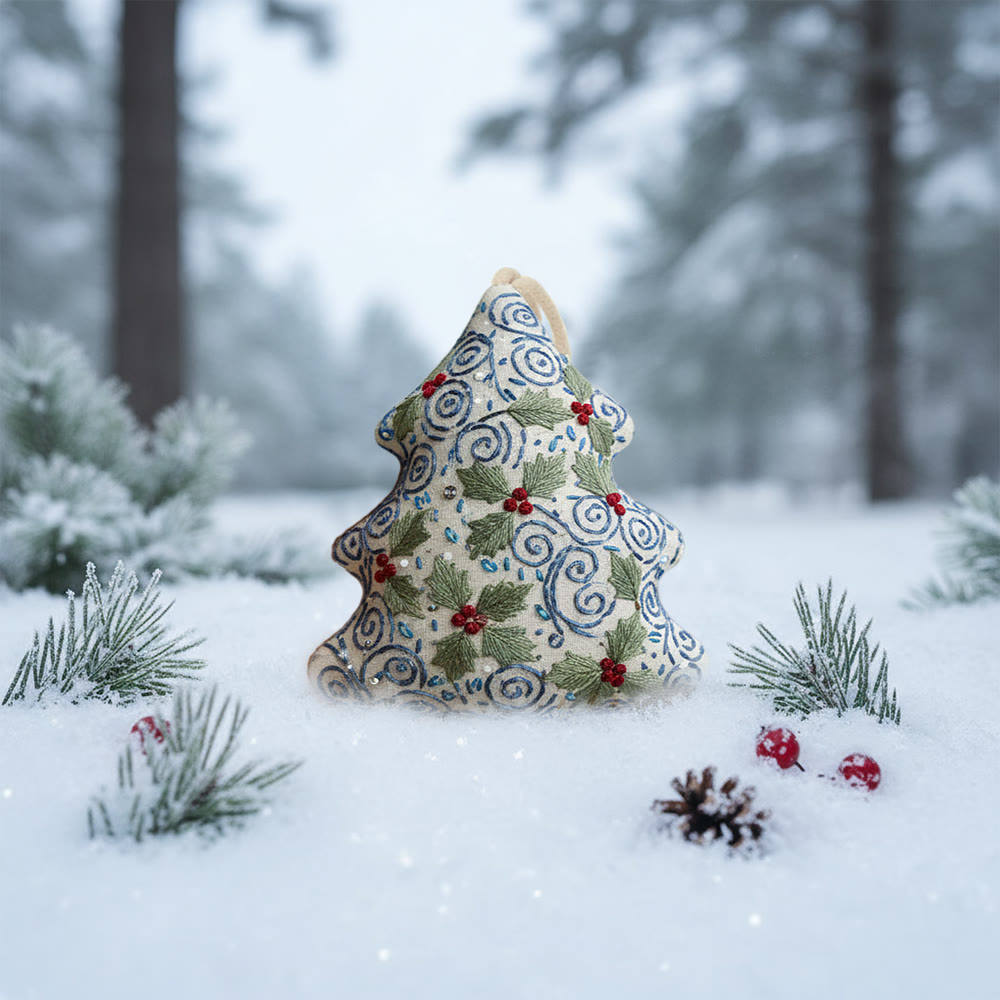 Rubbyoo Tree-shaped Embroidery Kit - Swirling Holly | Easy Diy Craft For Beginners | Exquisite Hanging Embroidery - image 9