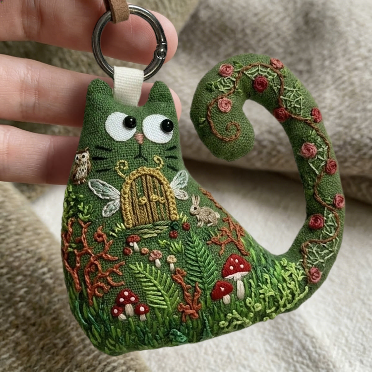 Rubbyoo Cat Embroidery Kit - Fairy Door In Secret Garden | Magic Gift For Kids | Fairycore Bag Pendant - image 7