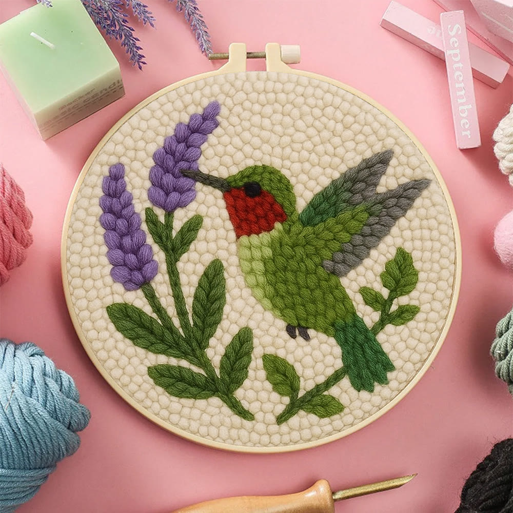 Lavender Hummingbird  Punch Needle Kit - Lovely Bird Handicraft | Gift For Bird Enthusiasts - image 4