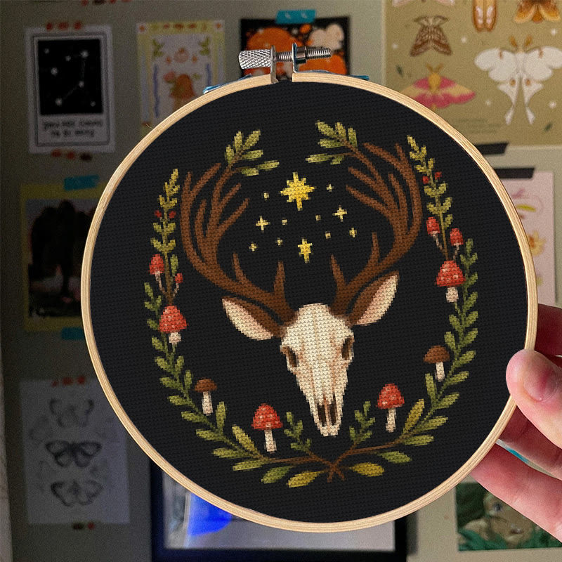  Cross Stitch Kit - Deer Skull | Christmas Handmade Craft | Witchy Wall Art  - image 4