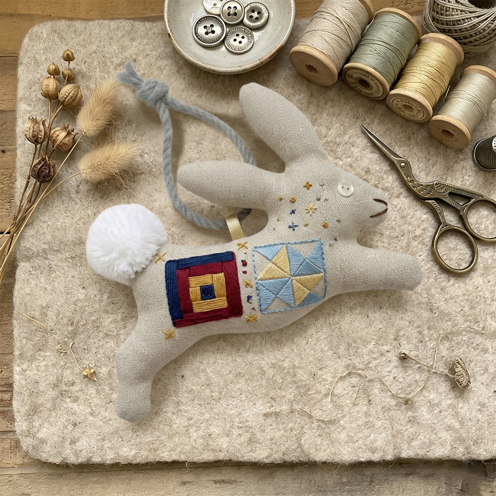 Rubbyoo Rabbit Embroidery Kit - Block Design | Lovely Bunny Art | Creative Hanging Decor - image 5