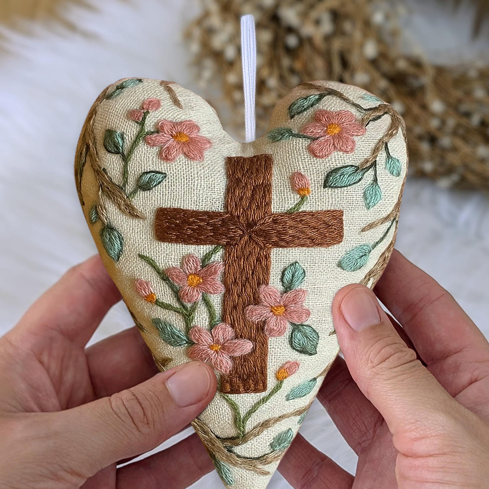 Rubbyoo Heart Embroidery Kit - Christian Cross | Religious Ornament | Diy Hanging Craft - image 10