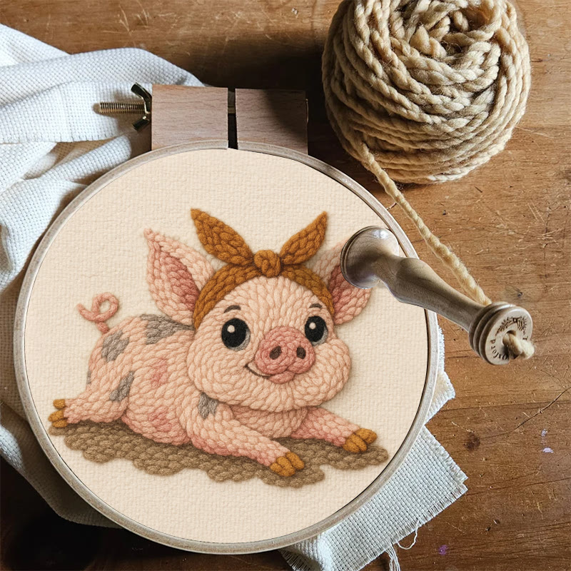 Lying Pig Punch Needle Kit - Cute Animal Craft | Unique Wall Hangings - image 7