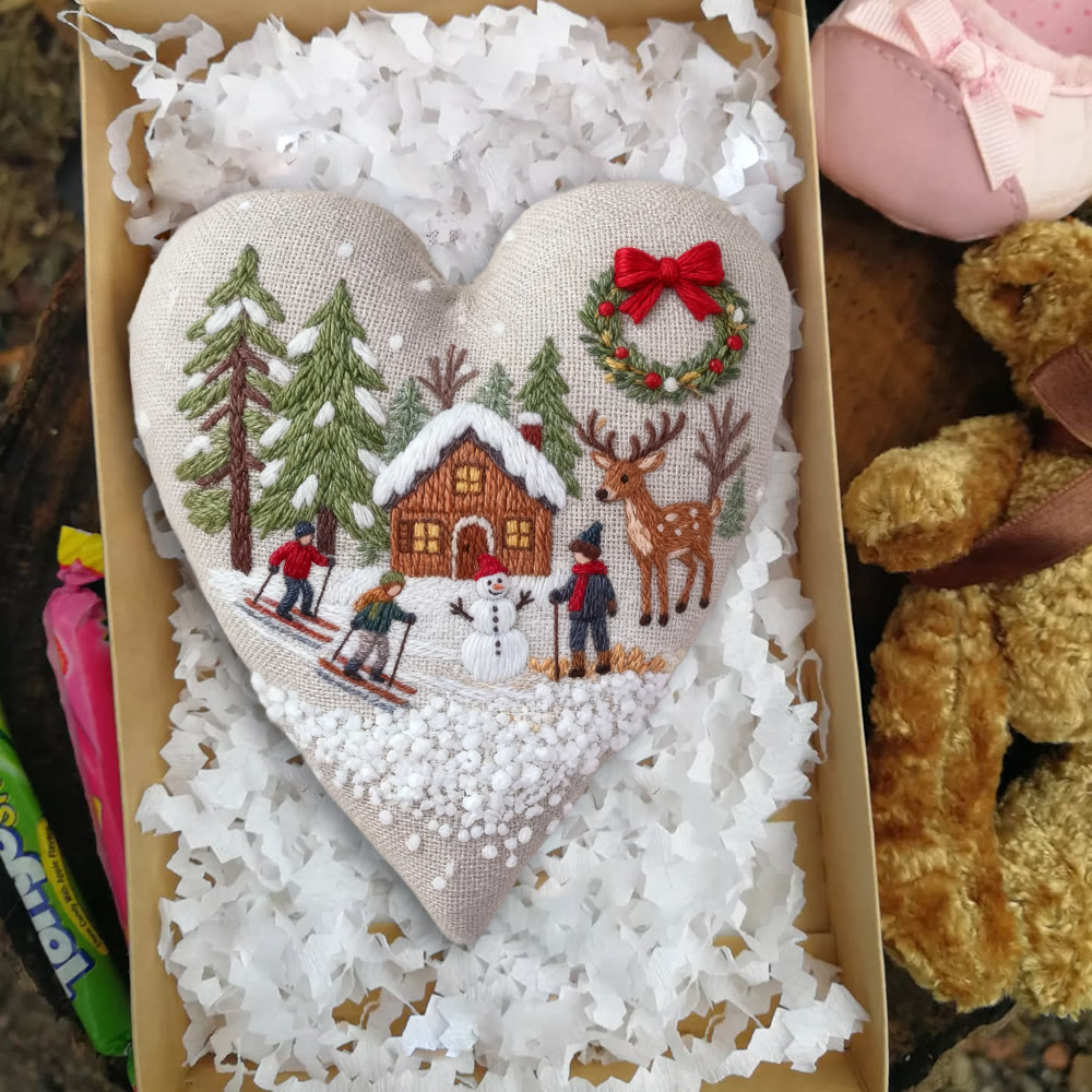 Rubbyoo Heart Embroidery Kit - Winter Skiing | Christmas Stitch Art | Diy Handmade Craft  - image 10