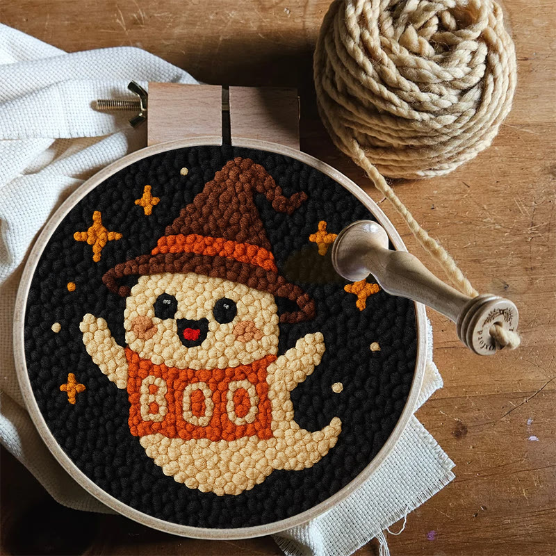 Happy Boo Punch Needle Kit - Cute Halloween Craft |  Beginner Stitching Pattern - image 7